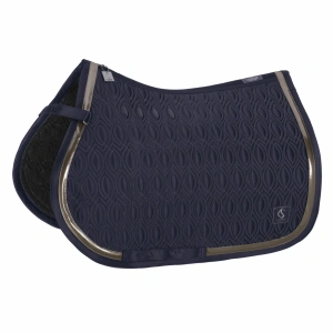Eskadron matt gloss saddle pad is in a gorgeous navy colour with a copper brown trim around the outside