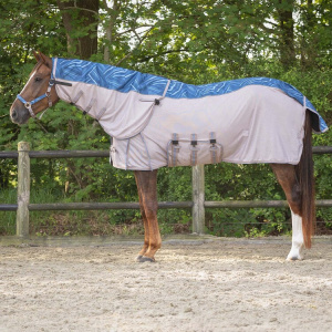 Keep your horse protected in all weather with this versatile QHP Anti-fly rug combo collection with neck. Designed for both rainy and warm conditions, it offers comfort, durability, and year-round usability.