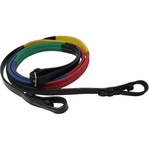 These Multi-Coloured Rubber Pony Reins are expertly designed to provide both comfort and control. Making them an excellent choice for riders of all skill levels. Especially children learning to ride. With a 5/8" width and durable stainless steel fittings. These reins are built to last and withstand frequent use while maintaining a smart, polished look.